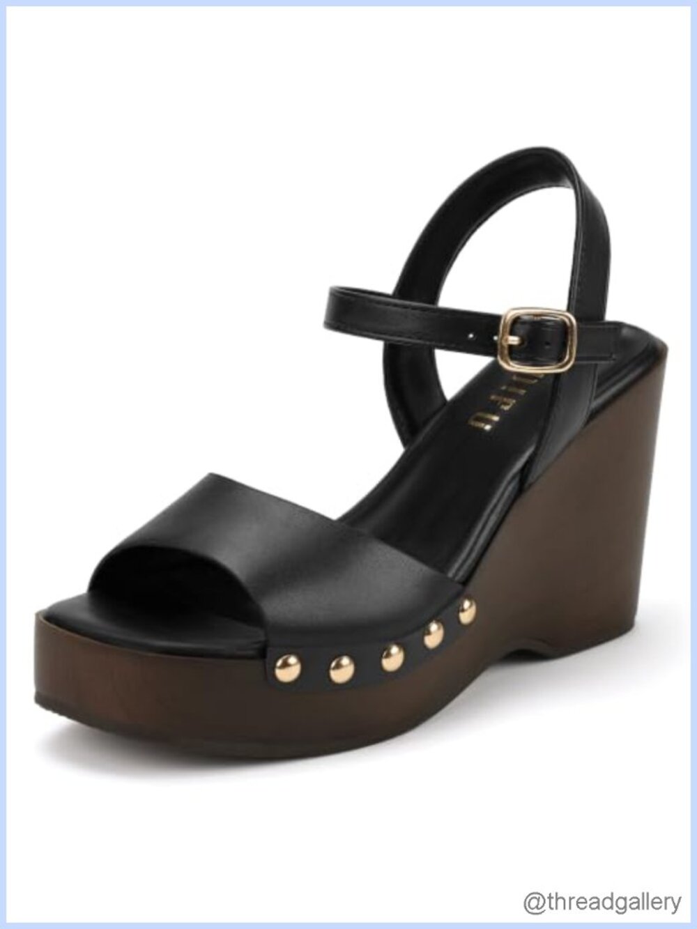 IDIFU Women's Platform Wedge Sandals Square Open Toe Ankle Strap Dressy